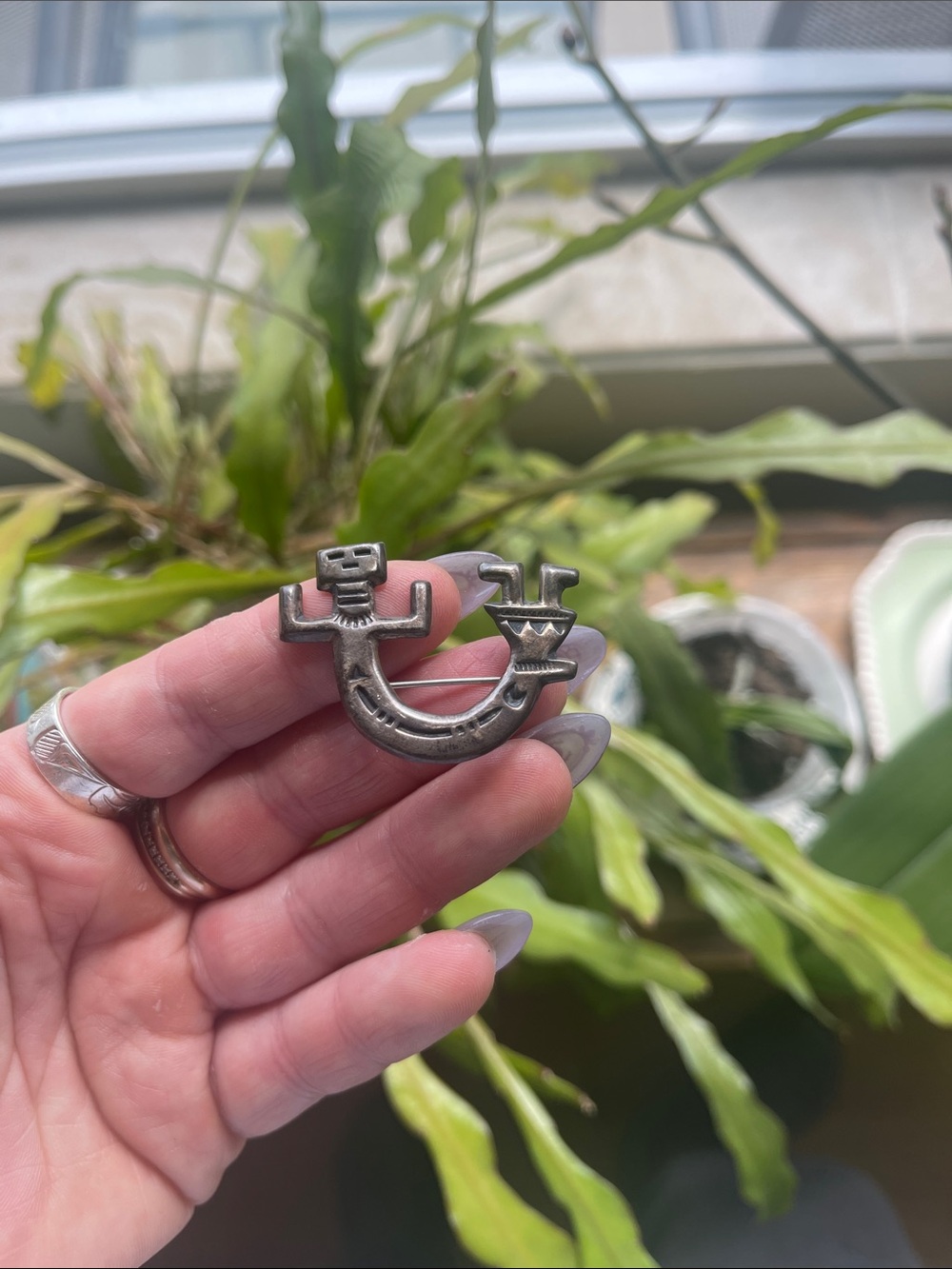 Vintage Sterling Silver Navajo Brooch Pin
